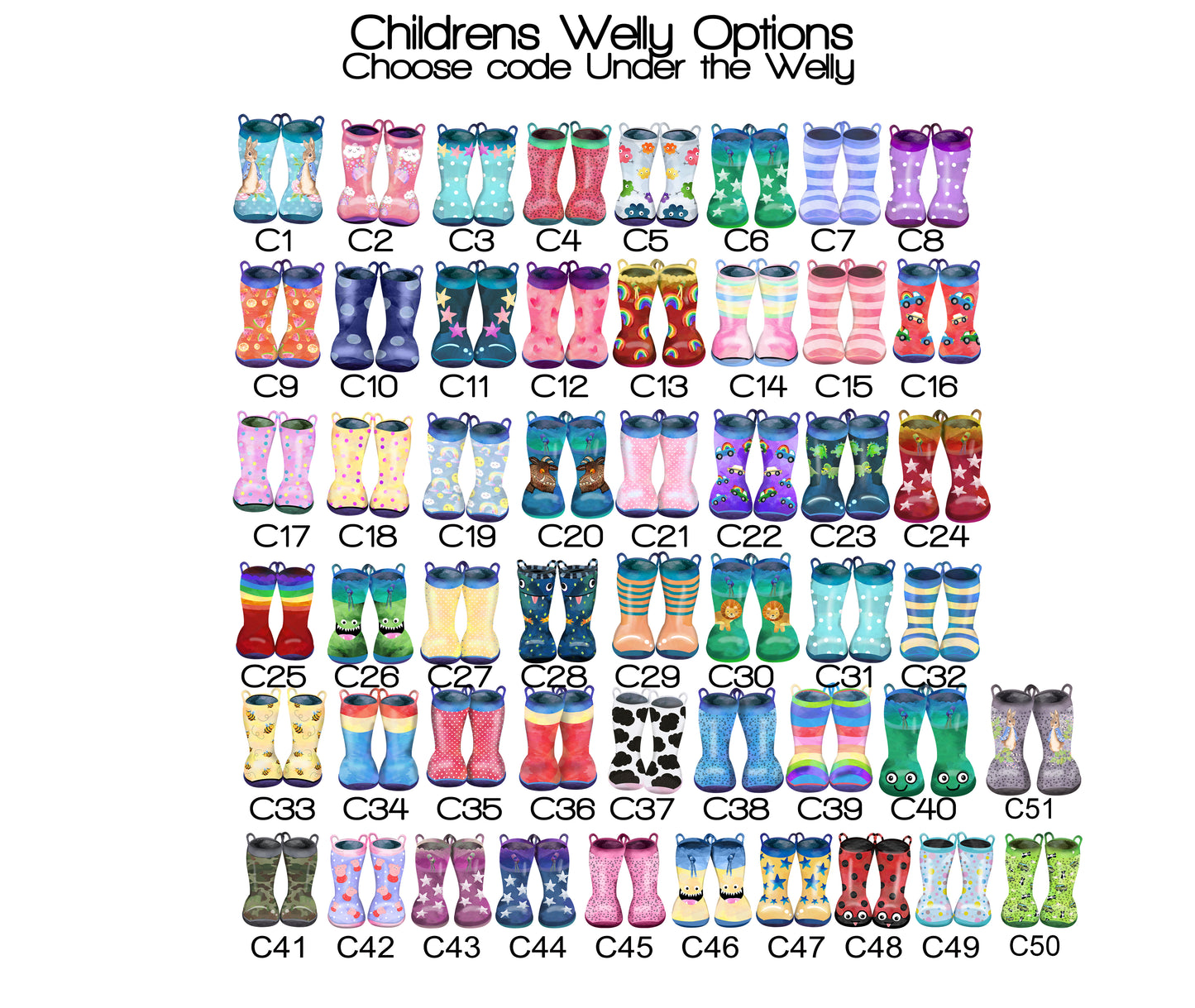 Welly Boot Family Print, Personalised Gift, Gift for Her or him, Personalised Family Gift, Classic Welly Family Print With Different Seasons