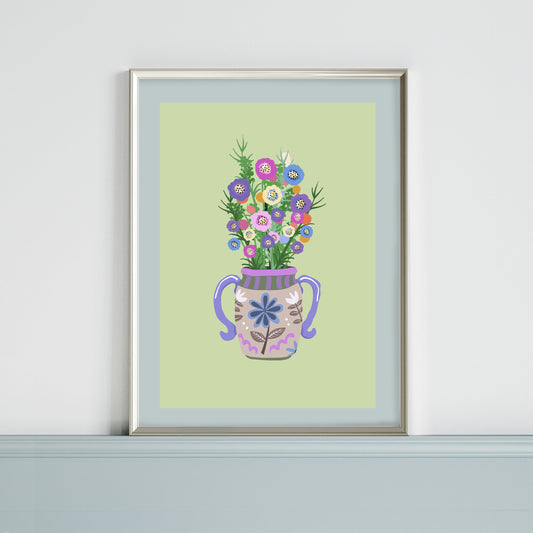 Botanical Art Prints for the Home, Vintage Vase & Flowers, Cottage Core Decor, Beautiful Vibrant House Plant Prints