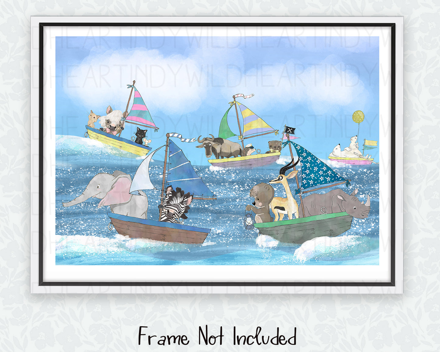 Nautical Nursery Print, Animal Adventure Nursery Art Print, Whimsical Animal Art, Sailing, Nautical Children's Wall Art, Whimsical Art Print, Nautical Nursery Art