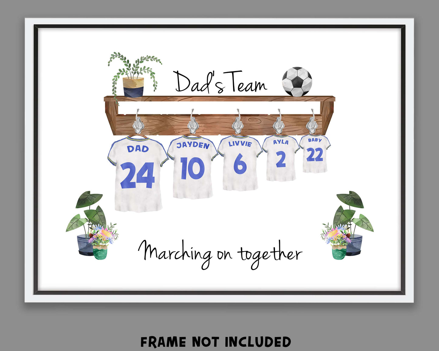 Personalised Football Family Print - Personalised gift - Gift for Dad, Gift for Football fans, Gift for Him, Gift for Grandad - Fathers Day Gift Idea