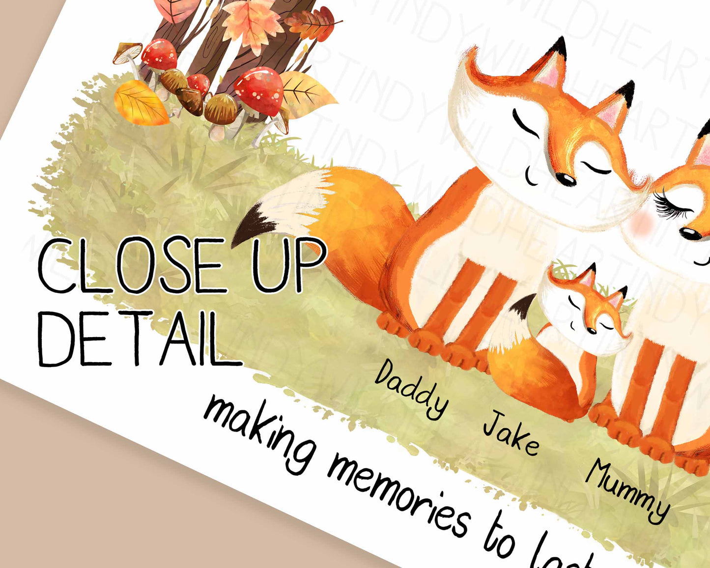 Personalised Fox Family Print, Family Quotes - Fox Print, Christmas Gift, Cute Fox Family Portrait, Personalised Gift, Secret Santa gift